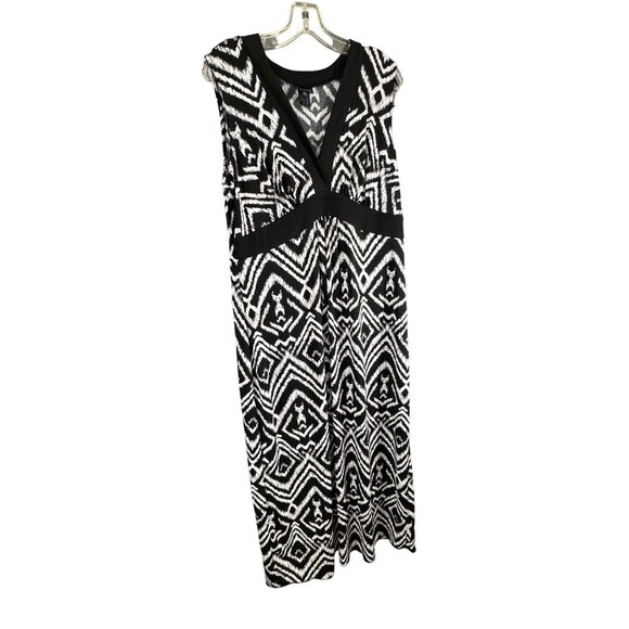 EN FOCUS  woman’s size 16 W 95% polyester 100% spandex, Black and white Maxi dre - Picture 5 of 16